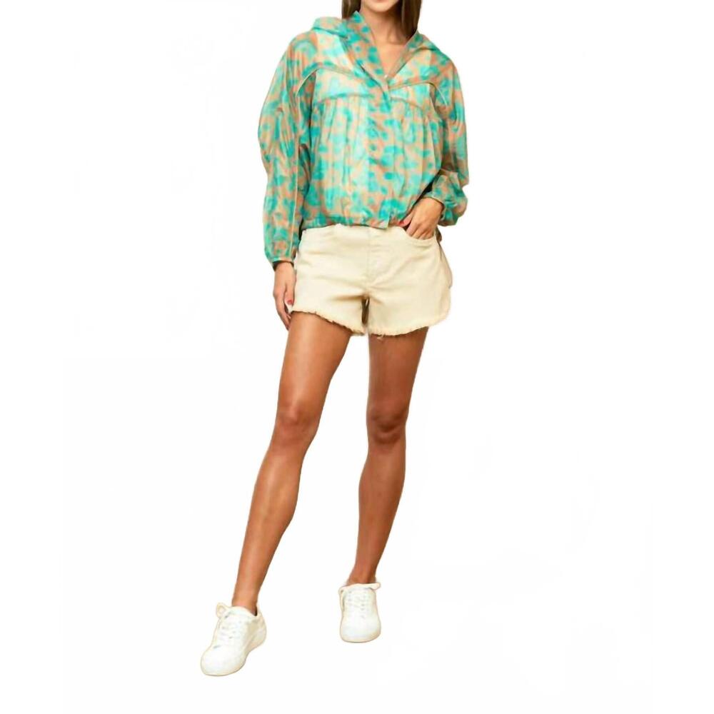 NEW JESSIE LIU printed uv block windbreaker in green multi